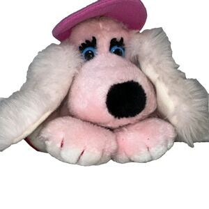 Antics Pink Dog Puppy Daphne "D" Plush Baseball Cap Red Feet Vintage 1982